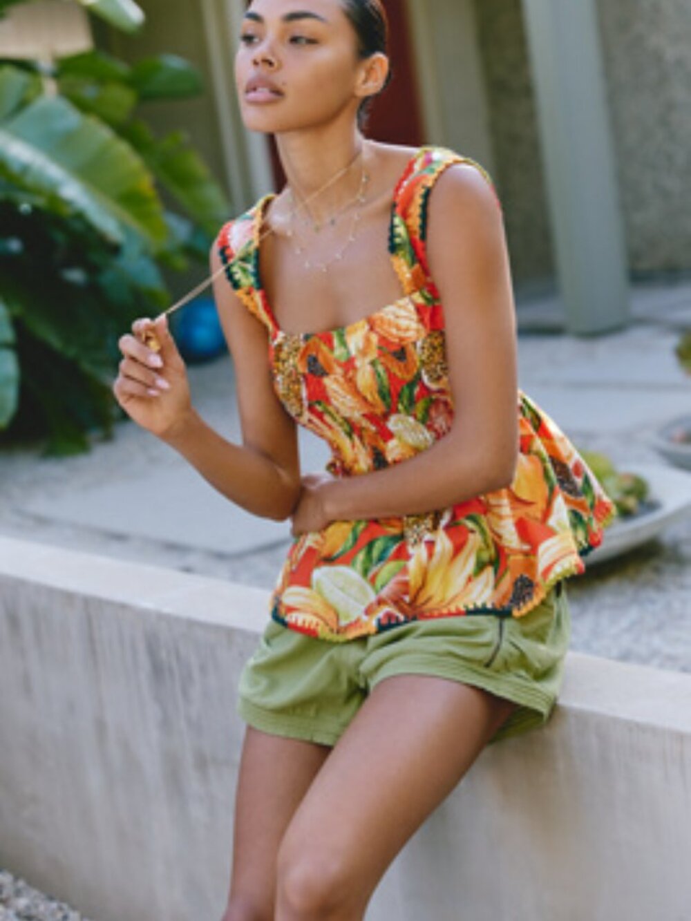 Farm Rio Fruit Garden 100% Cotton Peplum Tank NWOT